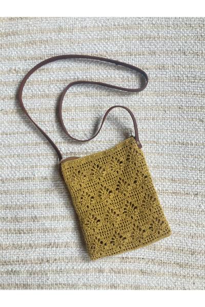 Crochet Cross Body Bag -  Mustard